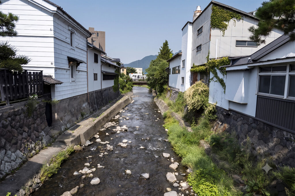 旧北国街道柳町 矢出沢川